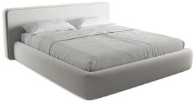 Pat matrimonial gri deschis tapițat cu spațiu de depozitare cu somieră 180x200 cm Kiana – Makamii