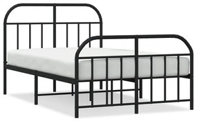 353651 vidaXL Cadru pat metalic cu tăblie de cap/picioare, negru, 120x200 cm