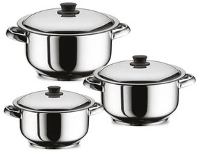 Set Vase Gătit din Inox, 6 Piese, Capacități 6 - 3 Litri, Bază 3 Straturi (Inducție), Capace din Inox