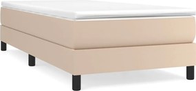 vidaXL Pat box spring cu saltea, cappuccino, 80x200 cm piele ecologică