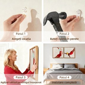 HOMCOM Set de 2 Tablouri pe Pânză, Artă Murală Modernă, Imprimare Artistică de Perete pentru Sufragerie și Salon cu Cârlige Incluse, 40x40 cm | Aosom Romania