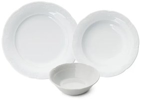 Set de veselă, 18 piese, din porțelan, alb