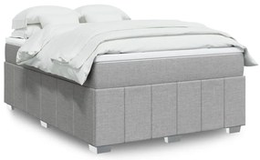 vidaXL Pat box spring cu saltea, gri deschis, 140x190 cm, textil