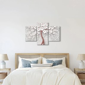 Tablou - Imaginea copacului alb cu flori albe, rosegold (90x60 cm)