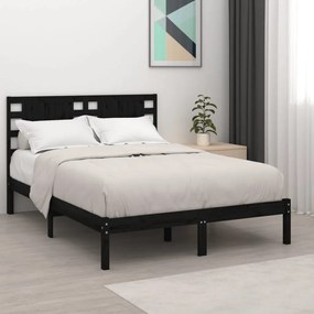 3104222 vidaXL Cadru de pat, negru, 140x200 cm, lemn masiv de pin