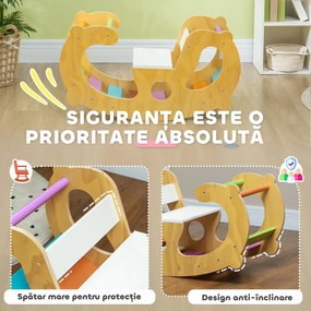 AIYAPLAY Joc pentru Copii 2 în 1 Rampă Montessori și Scaun Balansoar pentru Uz Interior, 91x41x48 cm, Multicolor | Aosom Romania