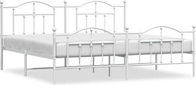 vidaXL Cadru de pat metalic cu tăblie de cap/picioare, alb, 193x203 cm