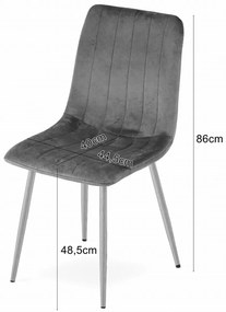 Set de masa 1 + 4, masa de dining alb ADRIA 120x80 cm + scaun crem din catifea LAVA