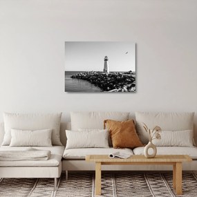 Tablou pe sticlă - Far de pe coastă, Santa Cruz, California (70x50 cm)