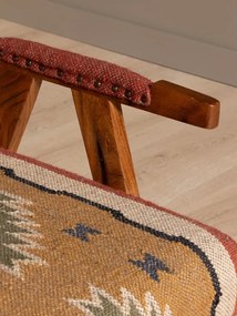 Fotoliu kilim din iută naturala si lana cu structura din lemn de mango, 76×65×65 cm, „Mandjaro"