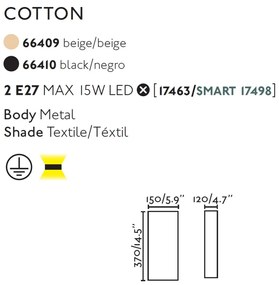 Aplica de perete ambientala design modern COTTON Round 2L neagra