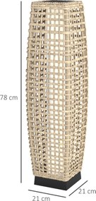 Outsunny Lampă solară de grădină din ratan sintetic cu LED și pornire/oprire automată 21x21x78 cm Natural | Aosom Romania