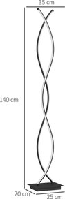 HOMCOM Lampă de Podea LED cu Spirală Dublă, Negru | Aosom Romania
