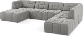 Colțar gri cu tapițerie din țesătură bouclé (în formă de "U") Aloha – Makamii