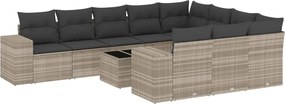 vidaXL Set canapele de grădină cu perne, 11 piese, gri, poliratan