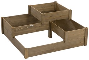Outsunny grădină în trepte cu 4 recipiente pentru plante, rezistentă la intemperii, lemn masiv, 122x122x51 cm, natural | Aosom Romania