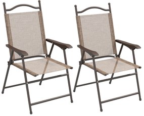 Outsunny Set de 2 scaune pliabile, Scaune pentru gradina cu cotiera, sezut cu tesatura din plasa care permite trecerea aerului | Aosom Romania