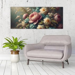 Tablou - Natură moartă cu flori - pictură (120x50 cm)
