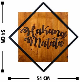 Accesoriu decorativ de perete din lemn Hakuna Matata nuc/negru