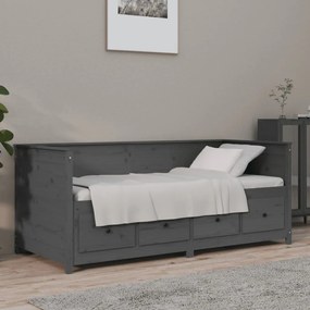 820898 vidaXL Pat de zi, gri, 100x200 cm, lemn masiv de pin