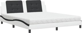 vidaXL Pat cu saltea, Zadar, alb și negru, 180x200 cm, piele ecologică