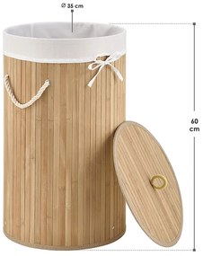 Juskys Coș de rufe din bambus Curly Round - natural