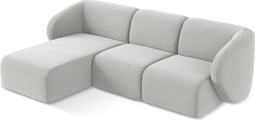 Colțar gri deschis cu tapițerie din catifea (cu colț pe partea stângă/cu șezlong) Lani – Makamii