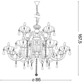 Lustră de cristal pe cablu Ideal Lux CONTINENTAL 12×E14/40W/230V