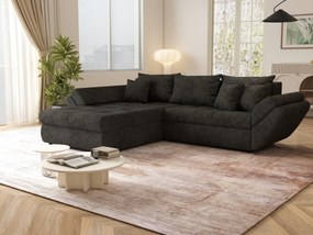 Colțar extensibil dumonde cu ladă de depozitare si sezut confortabil din spuma high-density, Loana Enjoy Black II 270x185 cm