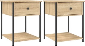 vidaXL Noptiere, 2 buc., stejar sonoma, 44x45x58 cm, lemn prelucrat