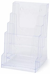 Suport pentru pliante, format A5, 4 buzunare, transparent