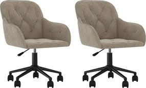 vidaXL Scaune rotative de bucătărie, 2 buc., gri deschis, catifea