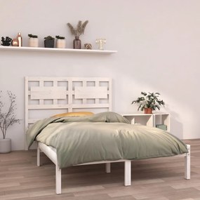 3105636 vidaXL Cadru de pat mic dublu, alb, 120x190 cm, lemn masiv