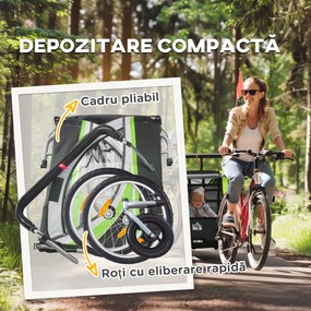 HOMCOM Remorcă Bicicletă pentru Copii, Design 2 în 1 cu Frână și Centură de Siguranță, 142x75x101 cm, Albastru | Aosom Romania