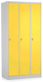 Dulap metalic - 3 compartimente, 90 x 50 x 180 cm, blocare cu rotire, galben - ral 1023