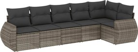 vidaXL Set mobilier grădină cu perne, 6 piese, gri, poliratan