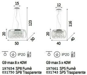 Lustra moderna AUDI-80 SP8 FUME' diam.50cm 197654