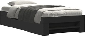 vidaXL Cadru de pat, negru, 90x190 cm, lemn prelucrat