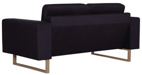 Canapea cu 2 locuri, negru, material textil Negru, Canapea cu 2 locuri