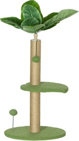 PawHut Arbore pentru Pisici cu Stâlp de Zgâriat, Platforme și Mingi de Jucărie, Ø40x83 cm, Verde | Aosom Romania