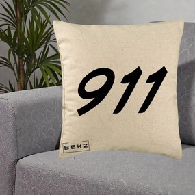 Perna Personalizata 911 Bold, 40x40 cm, Bej, Husa Detasabila, Perna Inclusa, BEKZ®