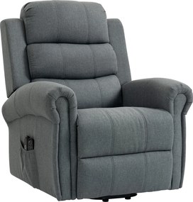 HOMCOM Fotoliu de masaj cu funcție de ridicare, fotoliu relax, cu vibrații, cu funcție de înclinare, aspect in, gri | Aosom Romania