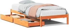 vidaXL Cadru pat fără saltea, maro ceruit, 75x190 cm, lemn masiv pin
