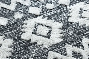 Covor ECO SISAL BOHO MOROC Etno Zig zag 22319 franjuri - două niveluri de lână gri / cremă, covor reciclat