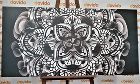 Tablou Mandala sănătății în design alb-negru