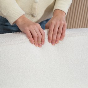 OMCOM Fotoliu de salon din țesătură texturată, cu pernă și cadru din lemn de hevea, ideal pentru dormitor, salon sau sufragerie, albă | Aosom Romania