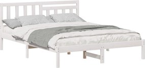 vidaXL Cadru de pat cu headboard Alb 140 x 200 cm Lemn de pin masiv