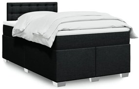 vidaXL Pat box spring cu saltea, negru, 120x200 cm, textil