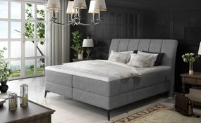 Pat boxspring tapitat cu lada de depozitare, 160X200 cm, Aderito, Eltap (Culoare: Gri)