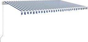 vidaXL Copertină retractabilă manual cu LED, albastru&alb, 500x350 cm